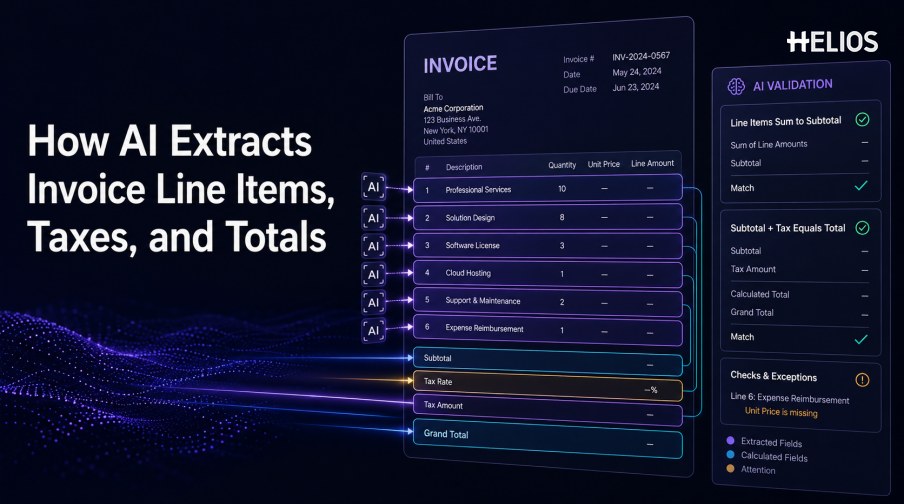 AI Invoice Data Extraction for Line Items, Tax, and Totals